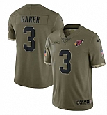 Men's Arizona Cardinals #3 Budda Baker 2022 Olive Salute To Service Limited Stitched Jersey,baseball caps,new era cap wholesale,wholesale hats